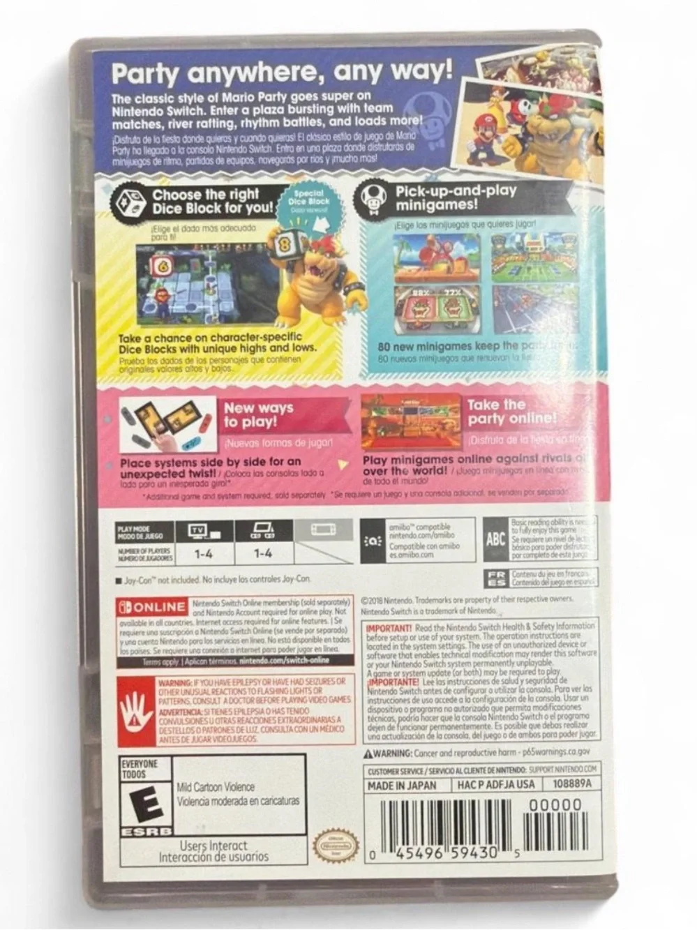 Nintendo Super Mario Party Multicolor Joy-Con Artwork game with case